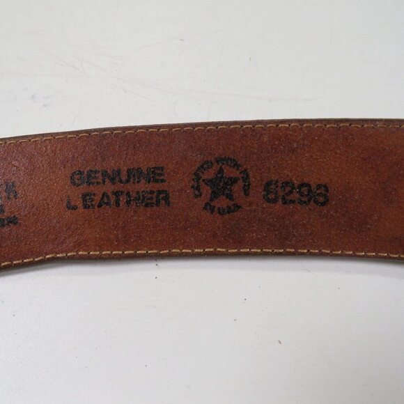 Brown Leather Belt USA tooled & stitched detail size 38 and 1 1/2" wide Western - Picture 4 of 9